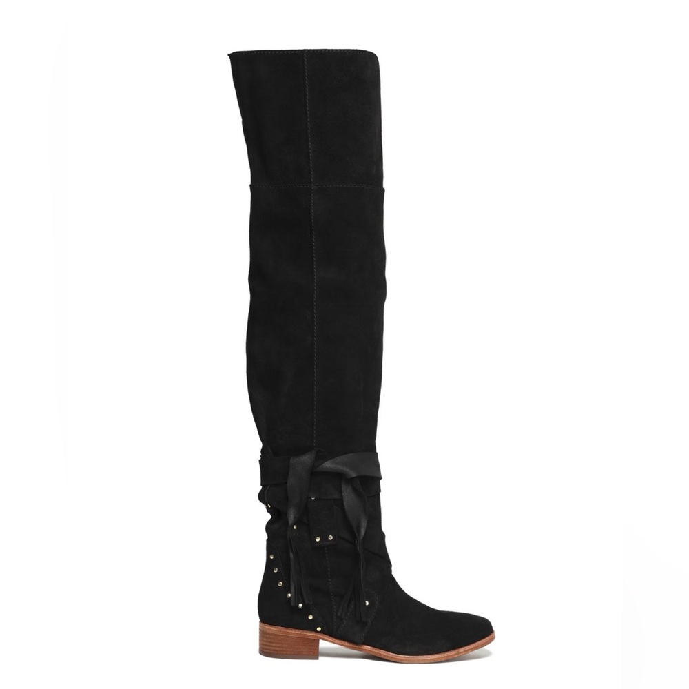 See By Chloe Black Over-the-Knee Fringe Boots EU 36